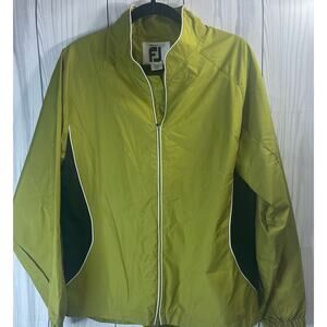 Footjoy Golf Windbreaker Jacket Full Zip Womens Size Large Lime/ Black